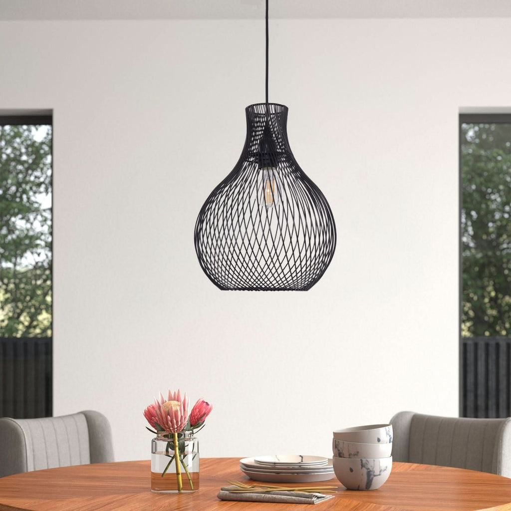 Glyph-Lightsin Minimalist Black Wire Cage Pendant Light for Home Decor