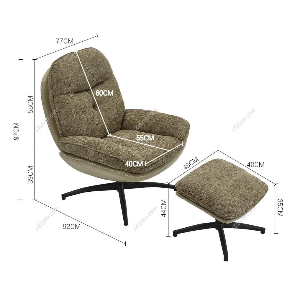 Chenille Lounge Chair with Footstool