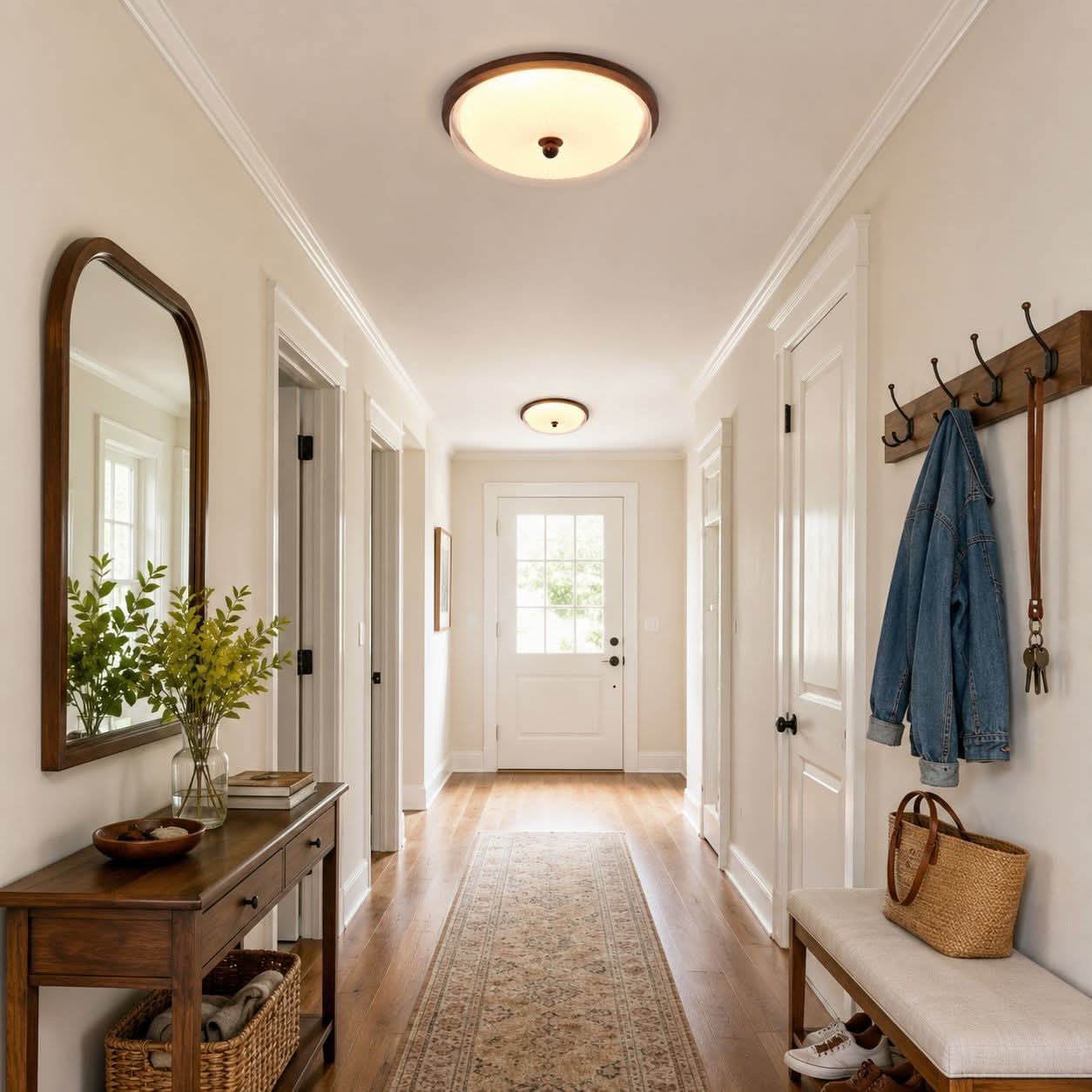 Walnut Acrylic Shade Ceiling Light | Colour-Changing Flush Mount