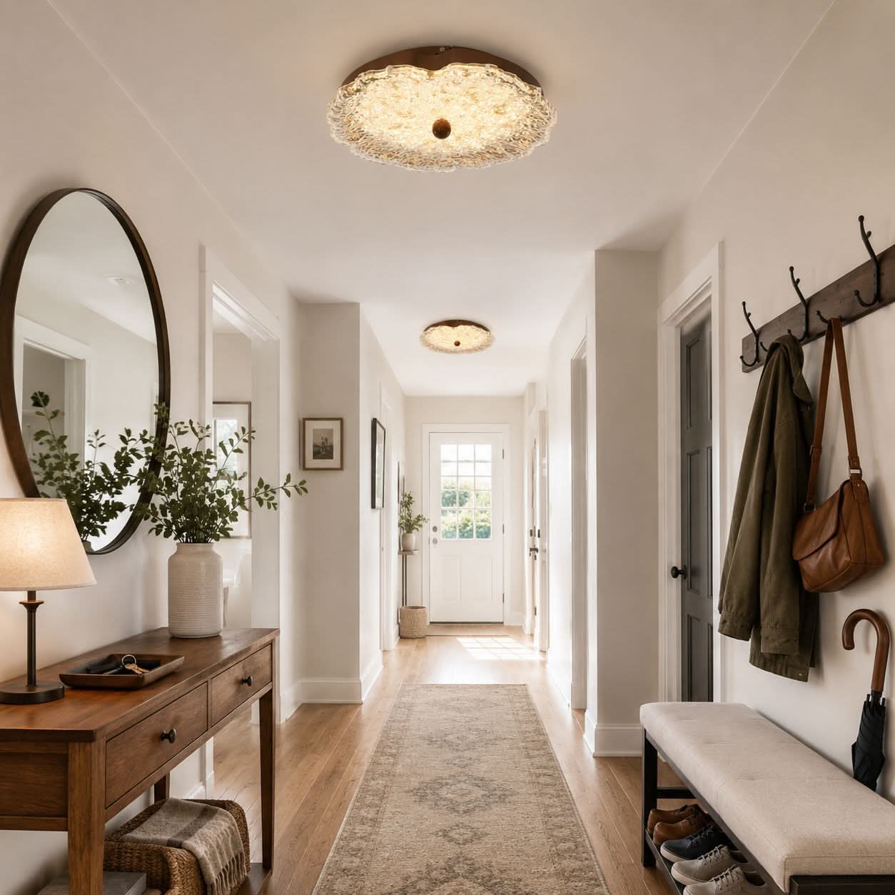 Walnut Ripple Acrylic Ceiling Light | Colour-Changing Flush Mount