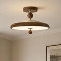 Walnut Two Globe Ceiling Light | Wood Effect Flush Mount
