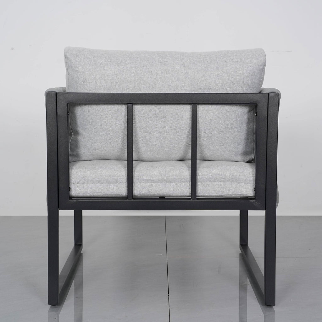 4 Piece Aluminium Outdoor Sofa Set with Glass Table Garden Furniture