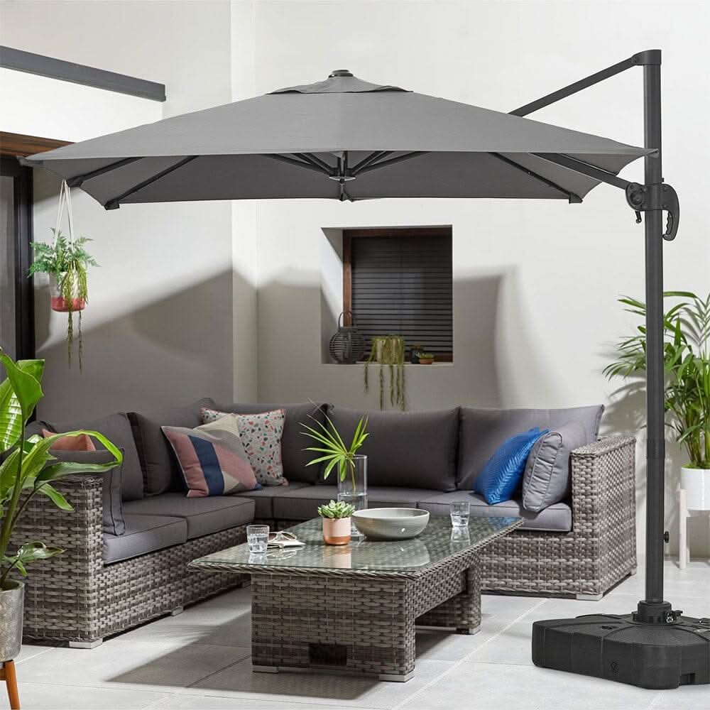 2.5M Cantilever Parasol Grey with Base for Garden