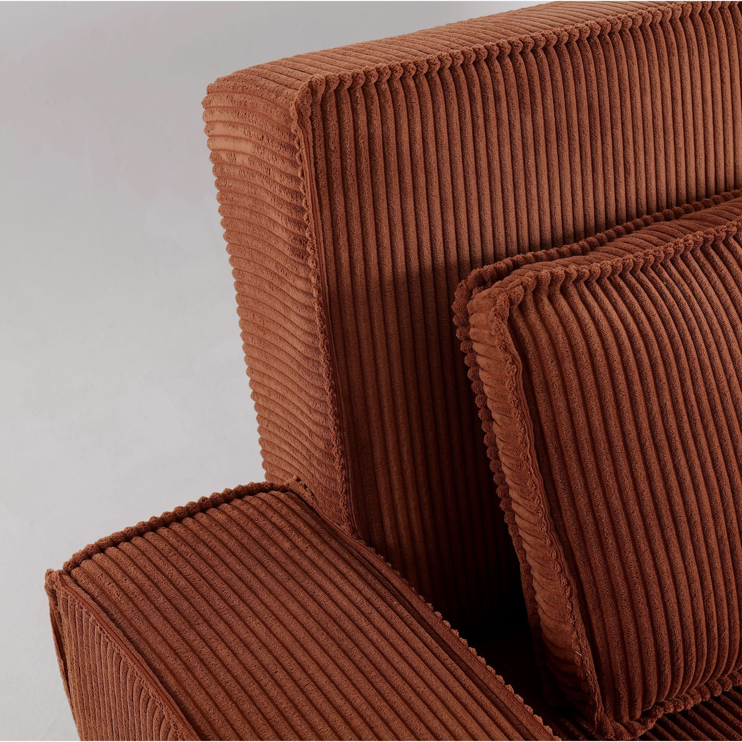 Caramel & Deep Blue Corduroy Sofa Bed with Adjustable Backrest and Spring Coil Support