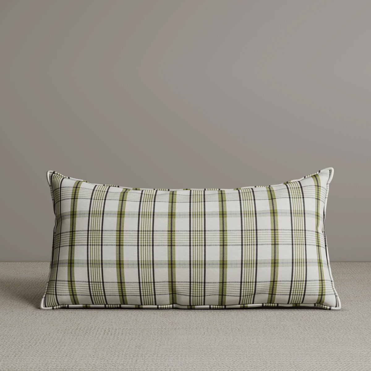 Exclusive Waist Cushion in Moss Green Checkered Cotton Linen, 56*27*12 CM