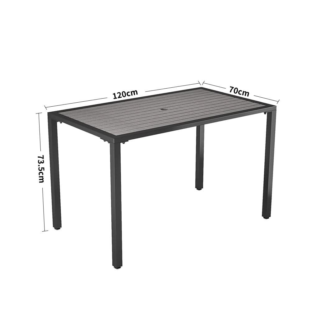 80/120/150cm Wide Rectangular Outdoor Dining Table with Parasol Hole
