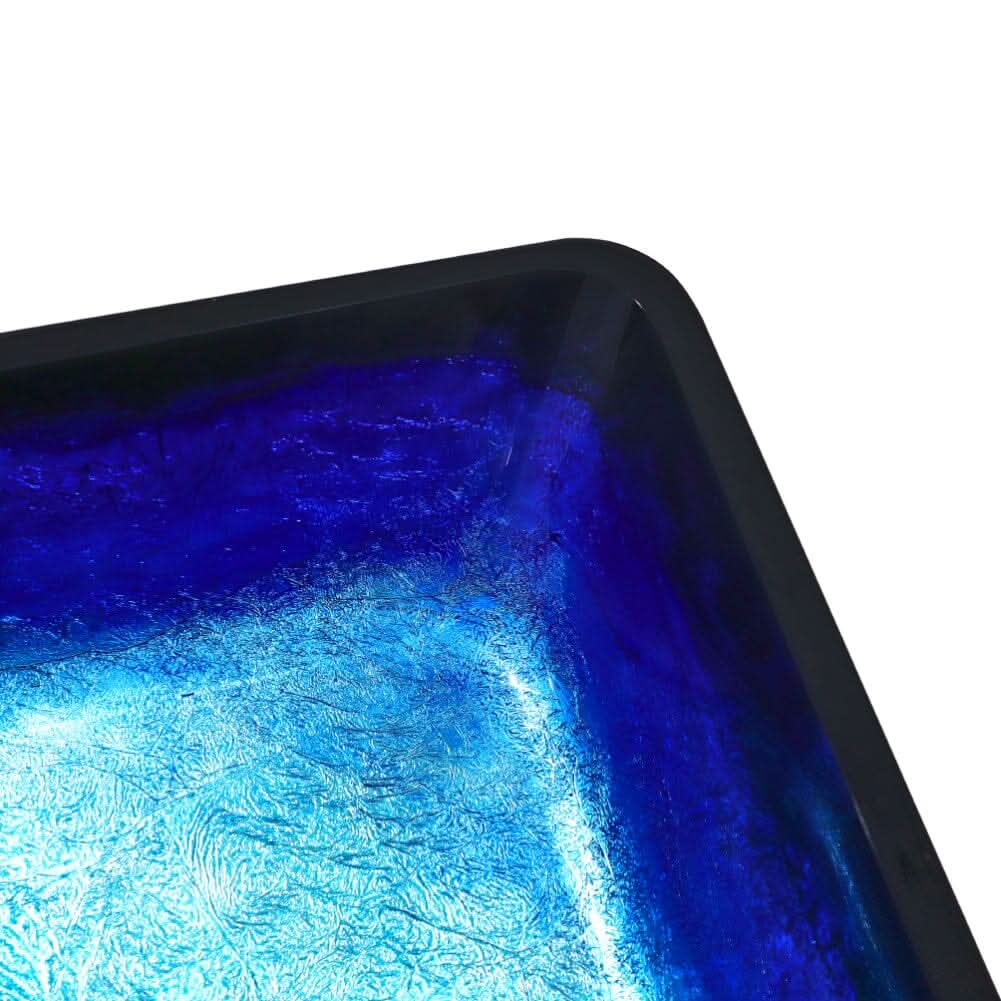 Golden/Blue Tempered Glass Bathroom Art Design Sink