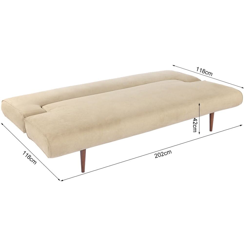 3 Seater Upholstered Sofa Bed Couch with Wood Legs