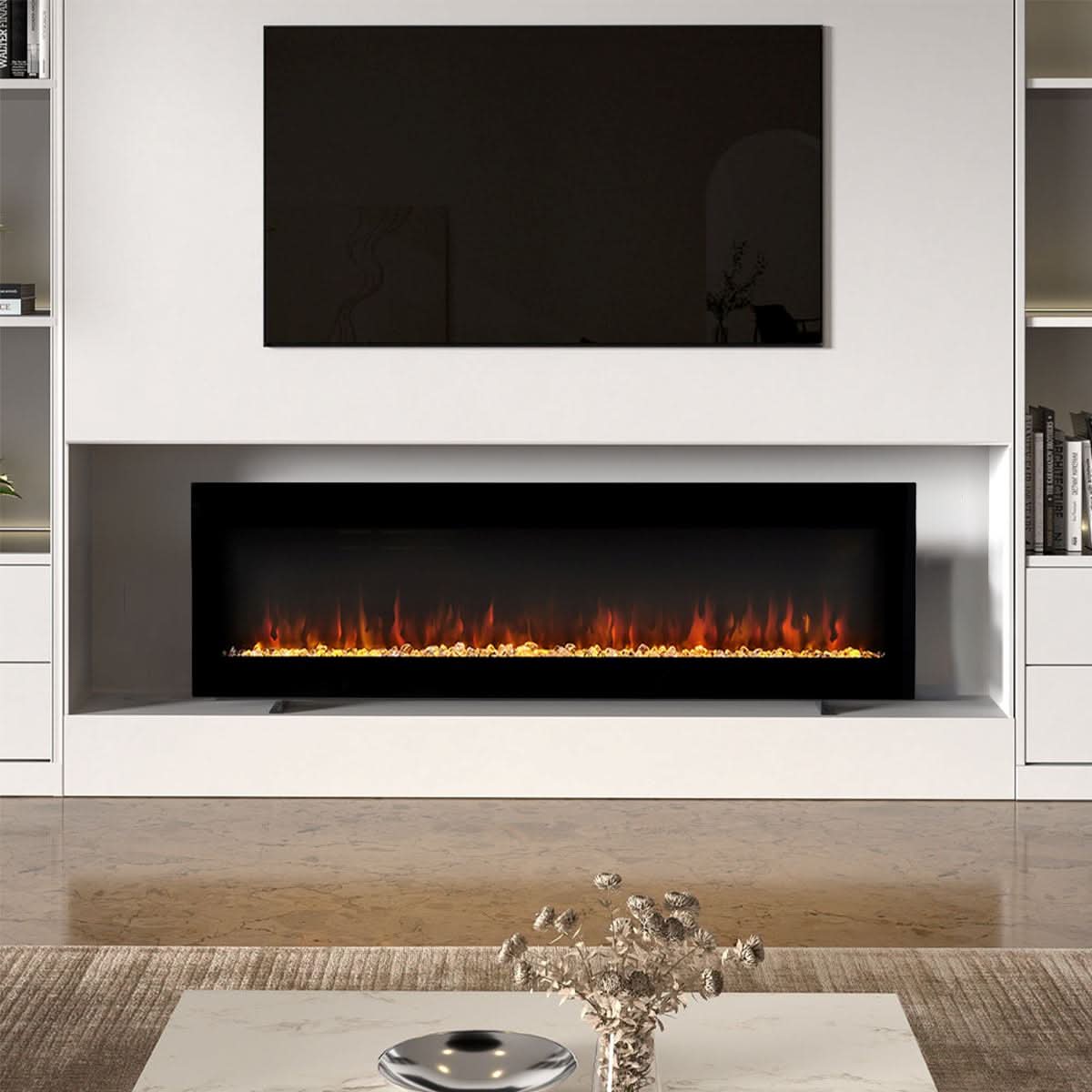 40/50/60/70/80 Inch Electric Fireplace 12 Colour LED Flame Effect Heater with Remote Control