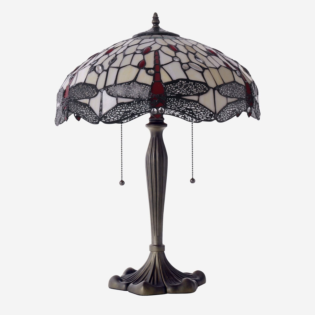 Lightin Tiffany Table Lamp | Handcrafted Stained Glass Dragonfly Series