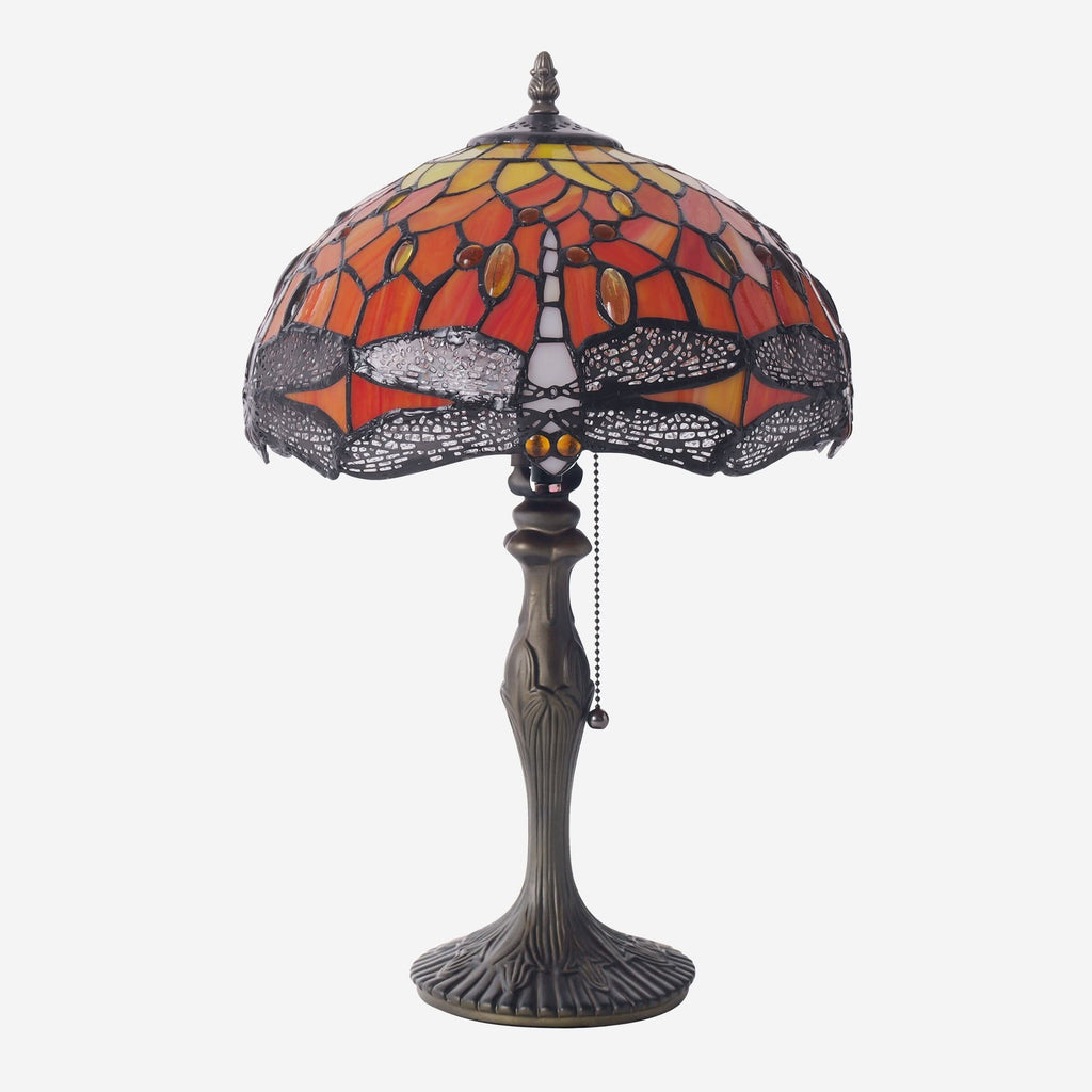 Lightin Tiffany Table Lamp | Handcrafted Stained Glass Dragonfly Series
