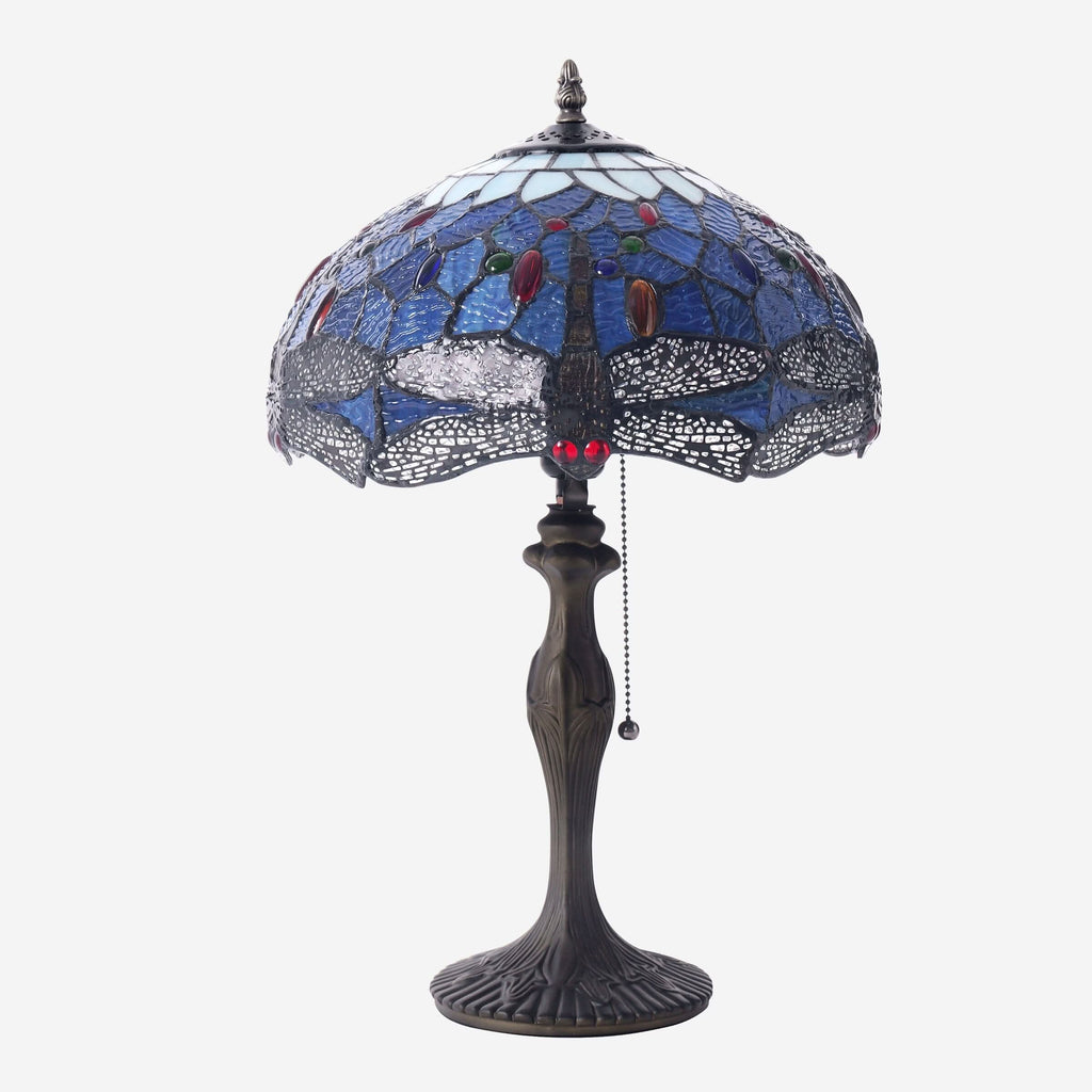 Lightin Tiffany Table Lamp | Handcrafted Stained Glass Dragonfly Series