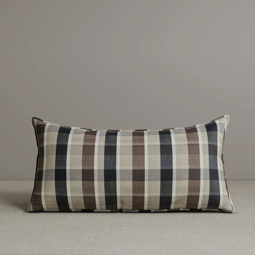 Exclusive Waist Cushion in Mocha Brown Checkered Cotton Linen, 56*27*12 CM