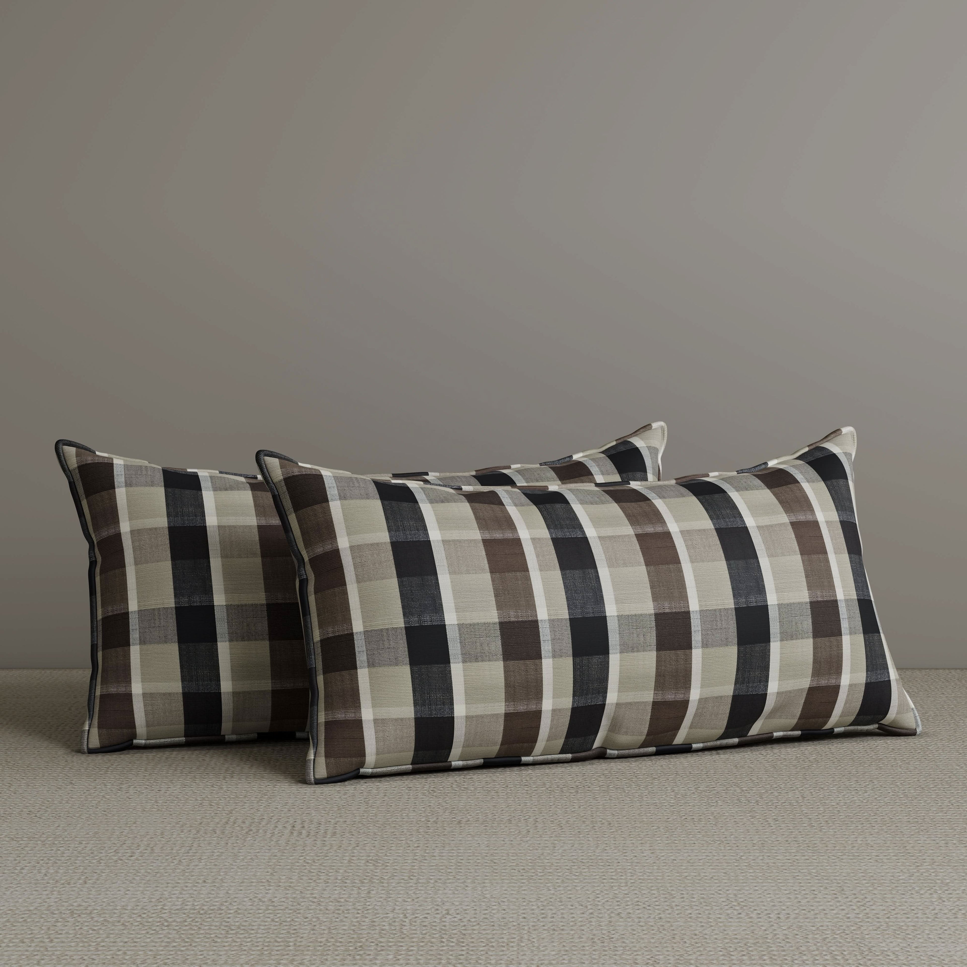 ‍Exclusive Waist Cushion in Mocha Brown Checkered Cotton Linen, 56*27*12 CM (100% off)