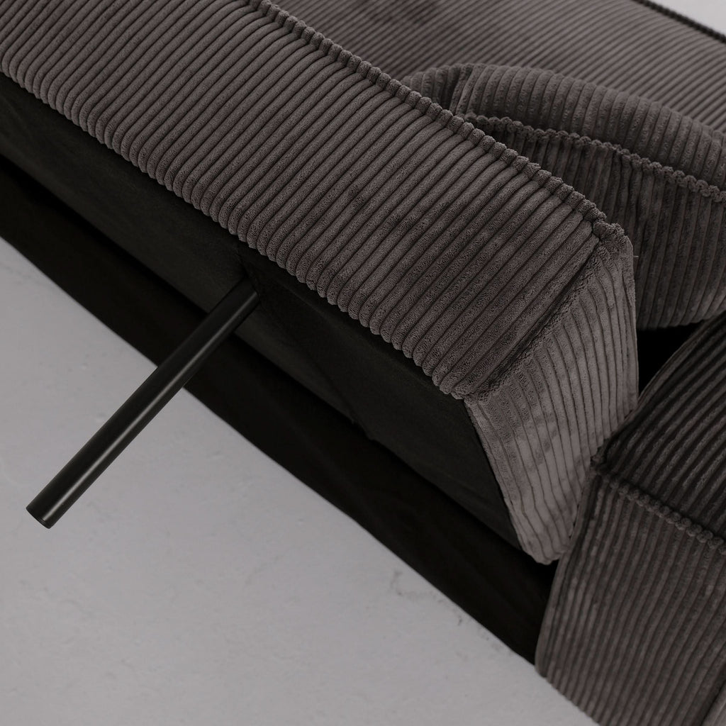 Beige & Grey Corduroy Sofa Bed with Adjustable Backrest and Spring Coil Support
