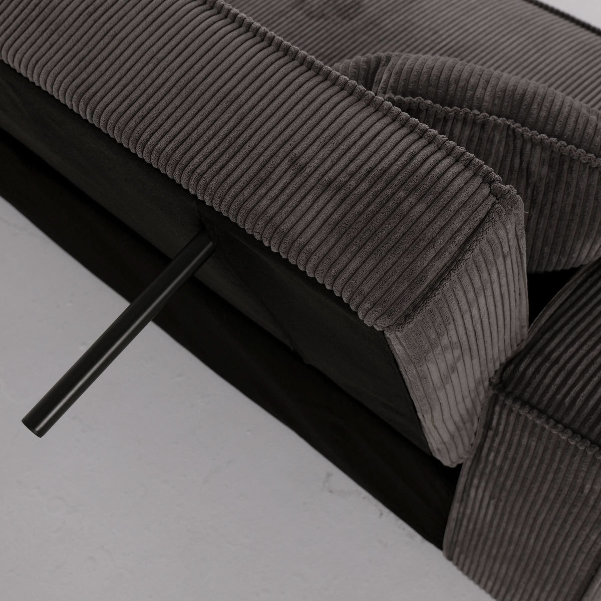 Beige & Grey Corduroy Sofa Bed with Adjustable Backrest and Spring Coil Support