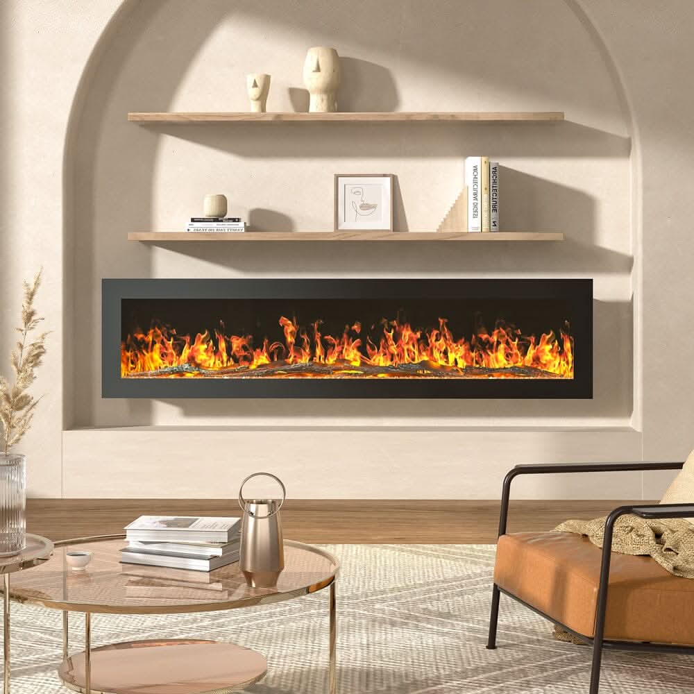 40/50/60/70/80 Inch Electric Fireplace 12 Colour LED Flame Effect Heater with Remote Control