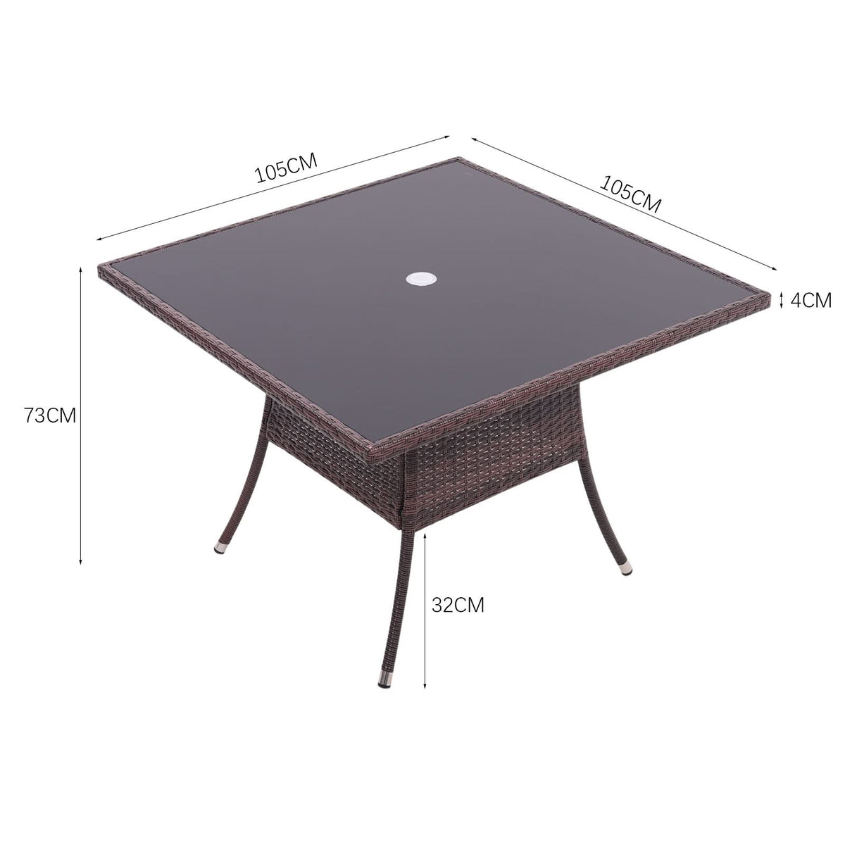 Round/Square Rattan Garden Table & Parasol Hole