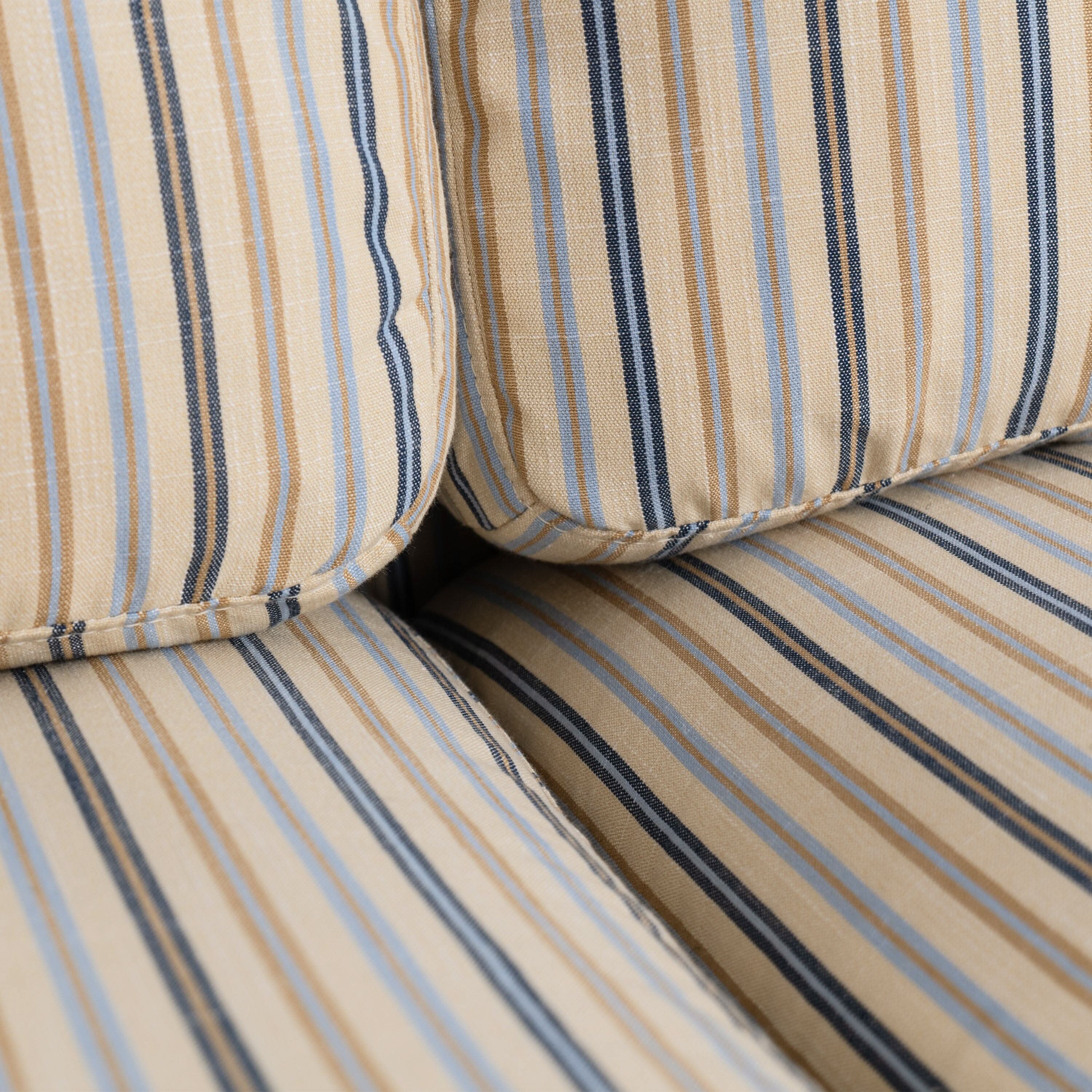 Cottonfy 3 Seater Striped Sofa with Removable Covers and Skirted Design