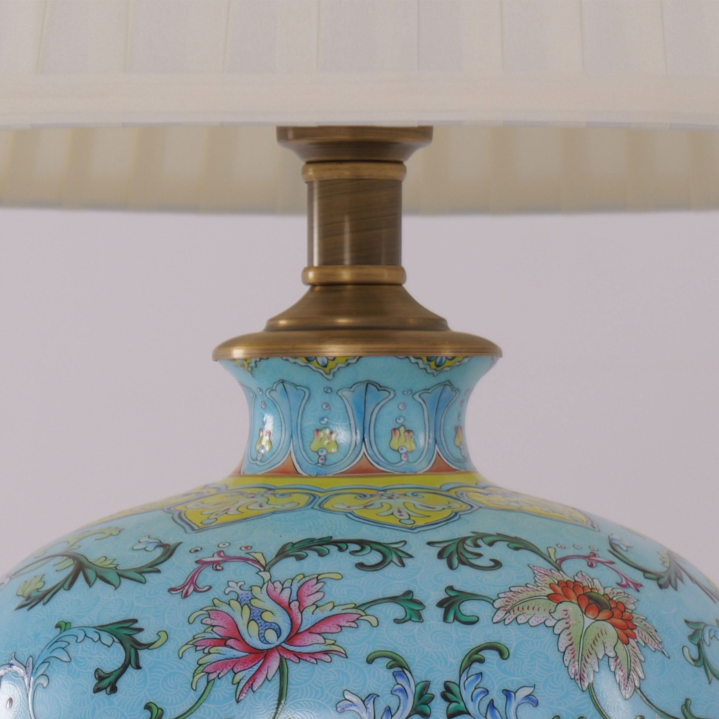 Lightsin Vibrant Ceramic Table Lamps for Living Room – Handcrafted Design with Warm Fabric Shade