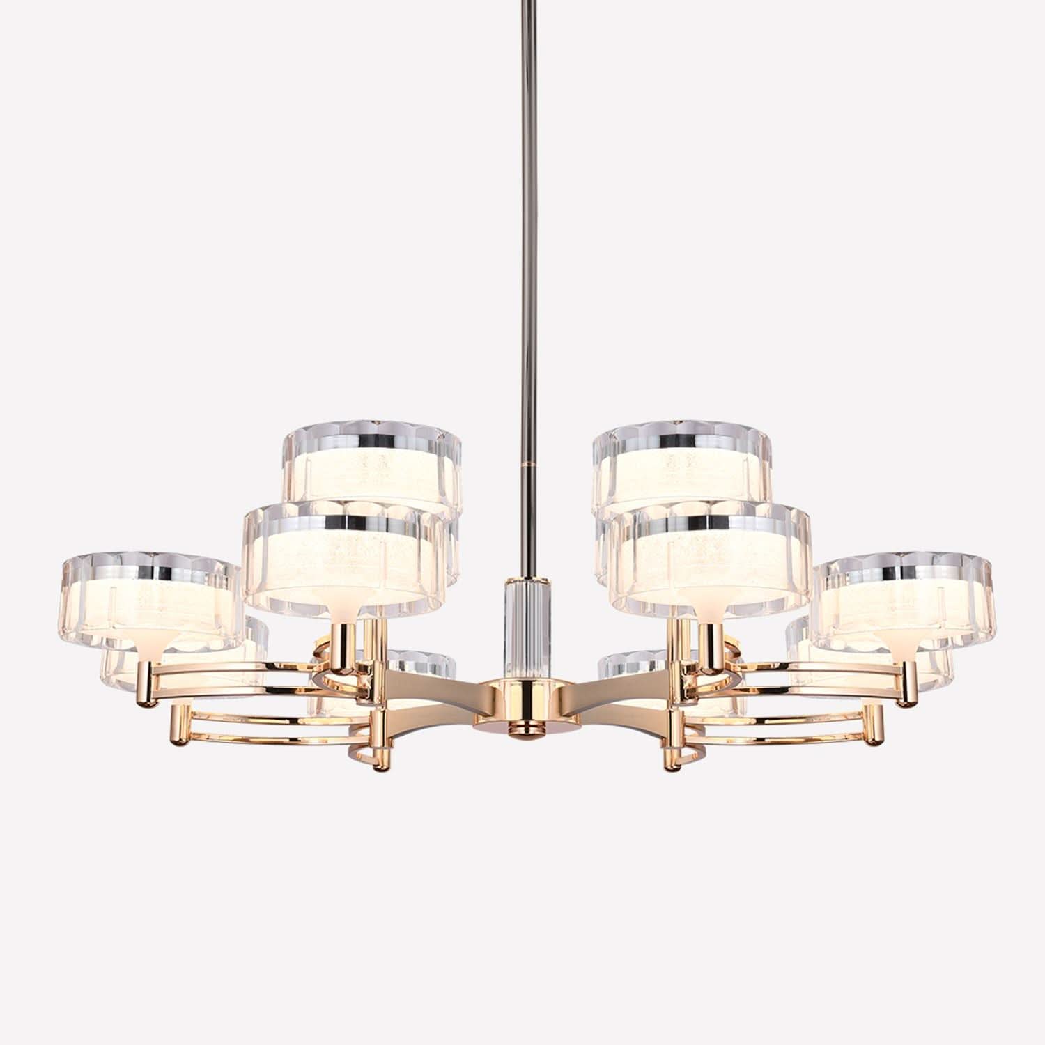 Lightsin Luxury Metal Chandelier for Living Room with Tri-Colour Lighting Options