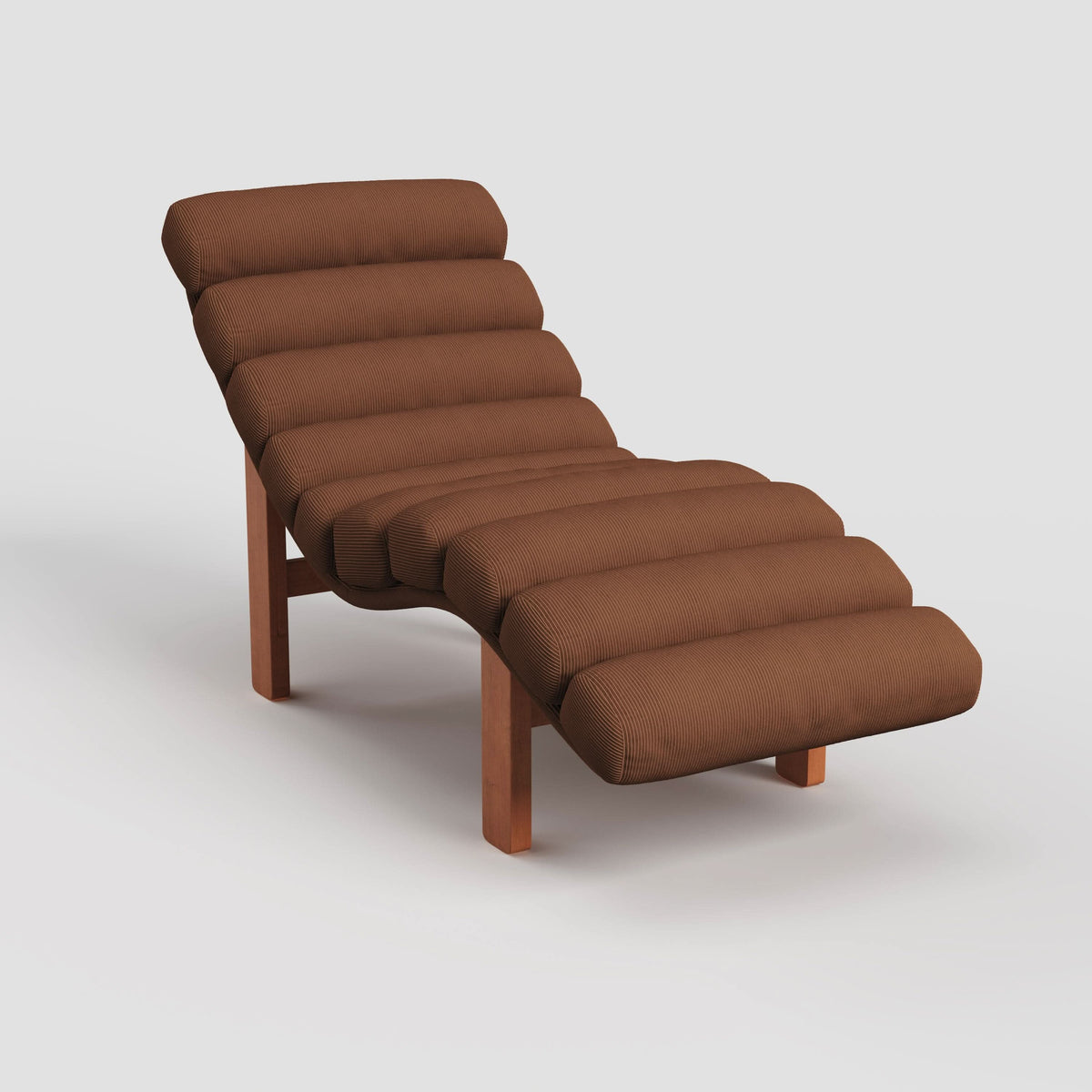 Cottonfy Modern Ergonomic Corduroy Chaise Lounge with Natural Wooden Frame