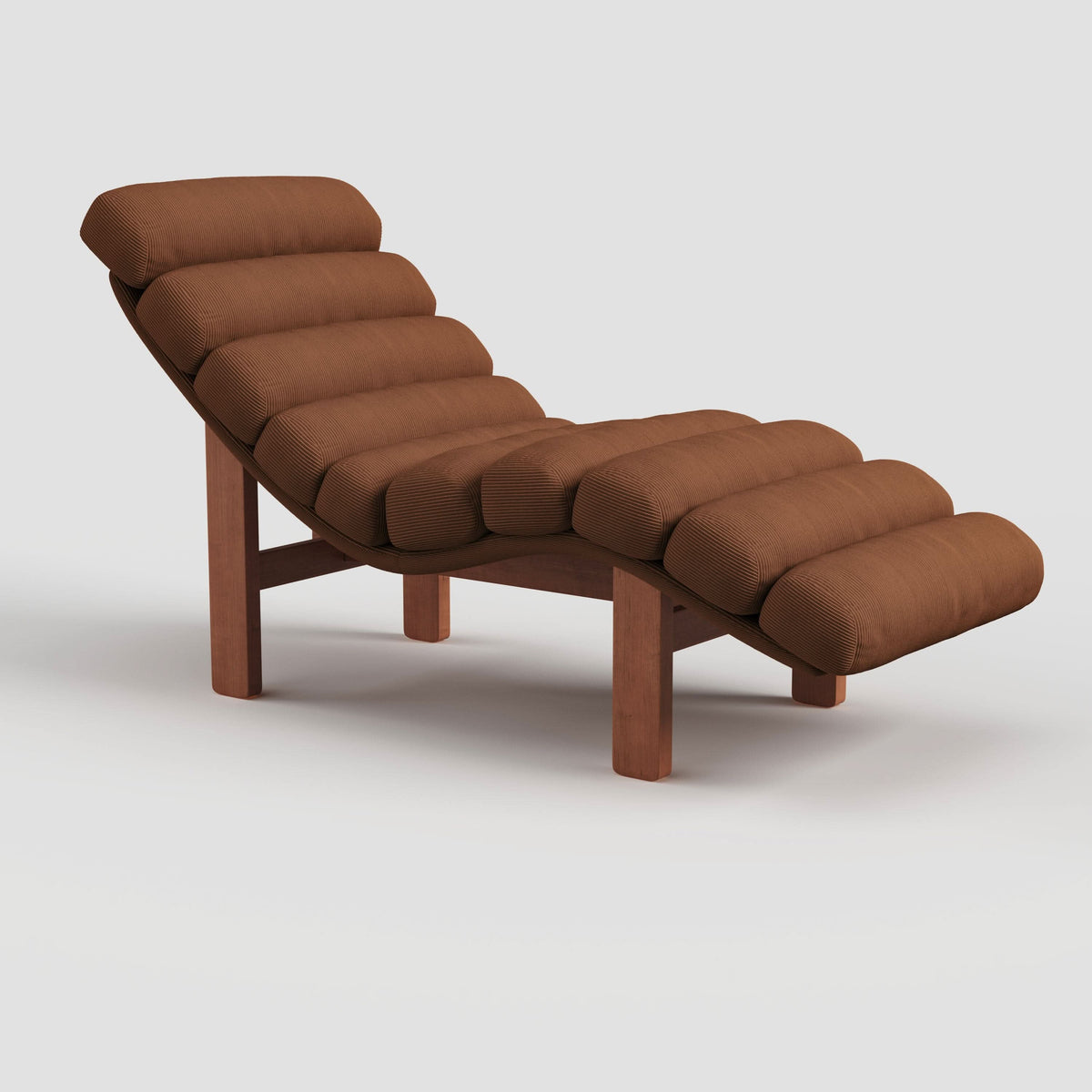 Cottonfy Modern Ergonomic Corduroy Chaise Lounge with Natural Wooden Frame