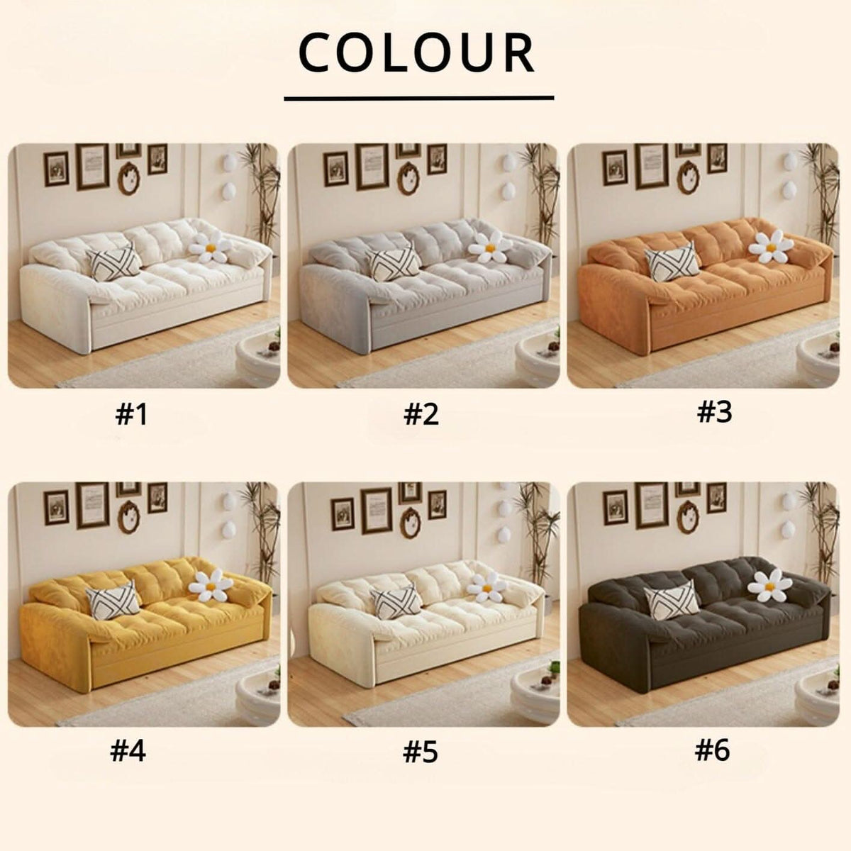 Cottonfy Cloud Elephant Ears Folding Corner Sofa Bed with Storage