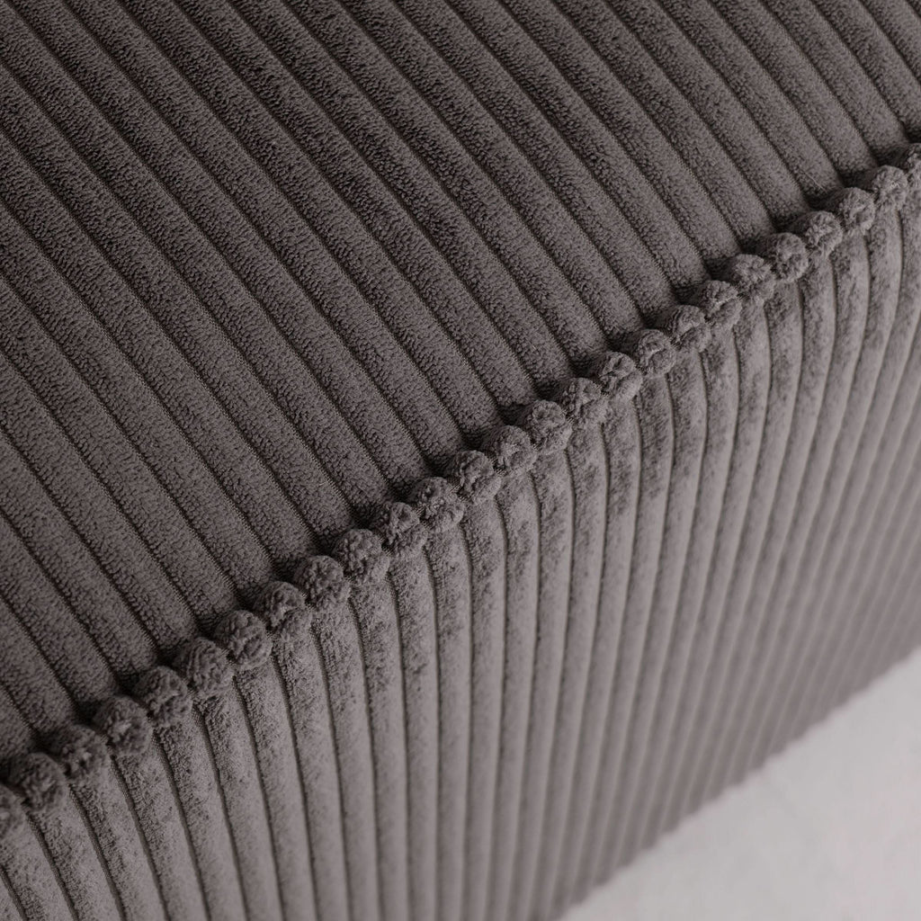 Beige & Grey Corduroy Sofa Bed with Adjustable Backrest and Spring Coil Support