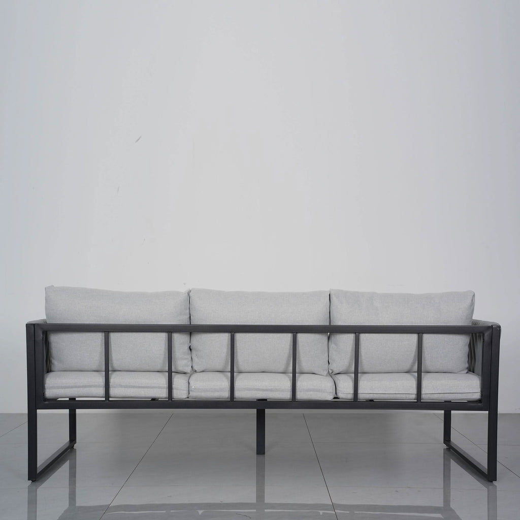 4 Piece Aluminium Outdoor Sofa Set with Glass Table Garden Furniture
