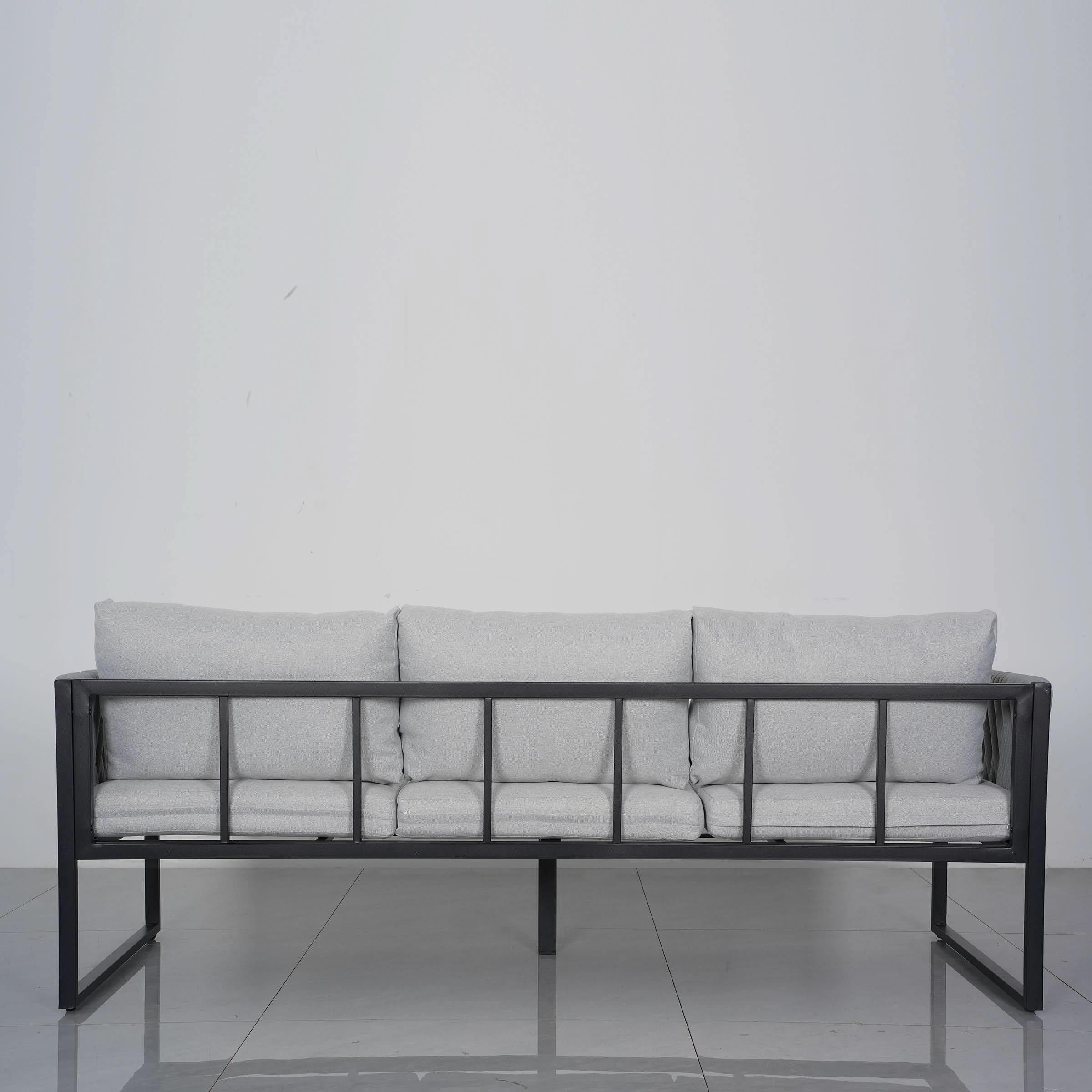 4 Piece Outdoor Garden Sofa Set with Rope Detailing and Sturdy Metal Frame