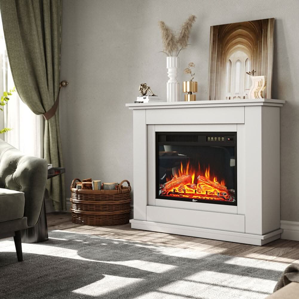 39/48 Inch W Electric Fireplace Suite 1800W with Ambient Light 1/7 LED Colours