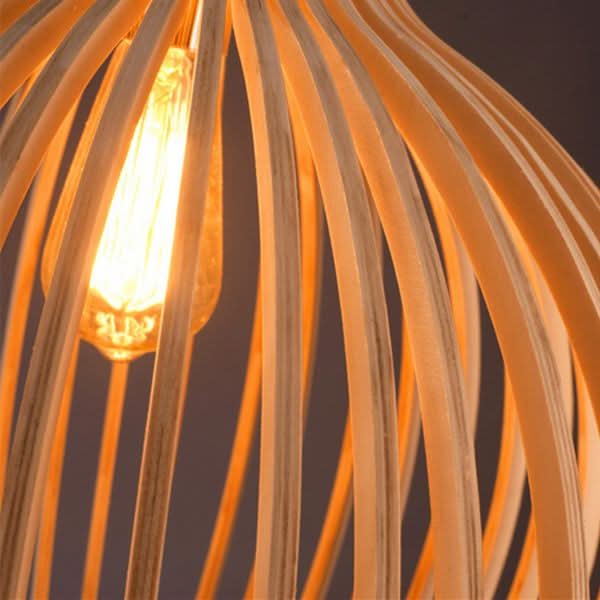 Lightsin Shadome-Scandinavian LED Wooden Birdcage Pendant Light