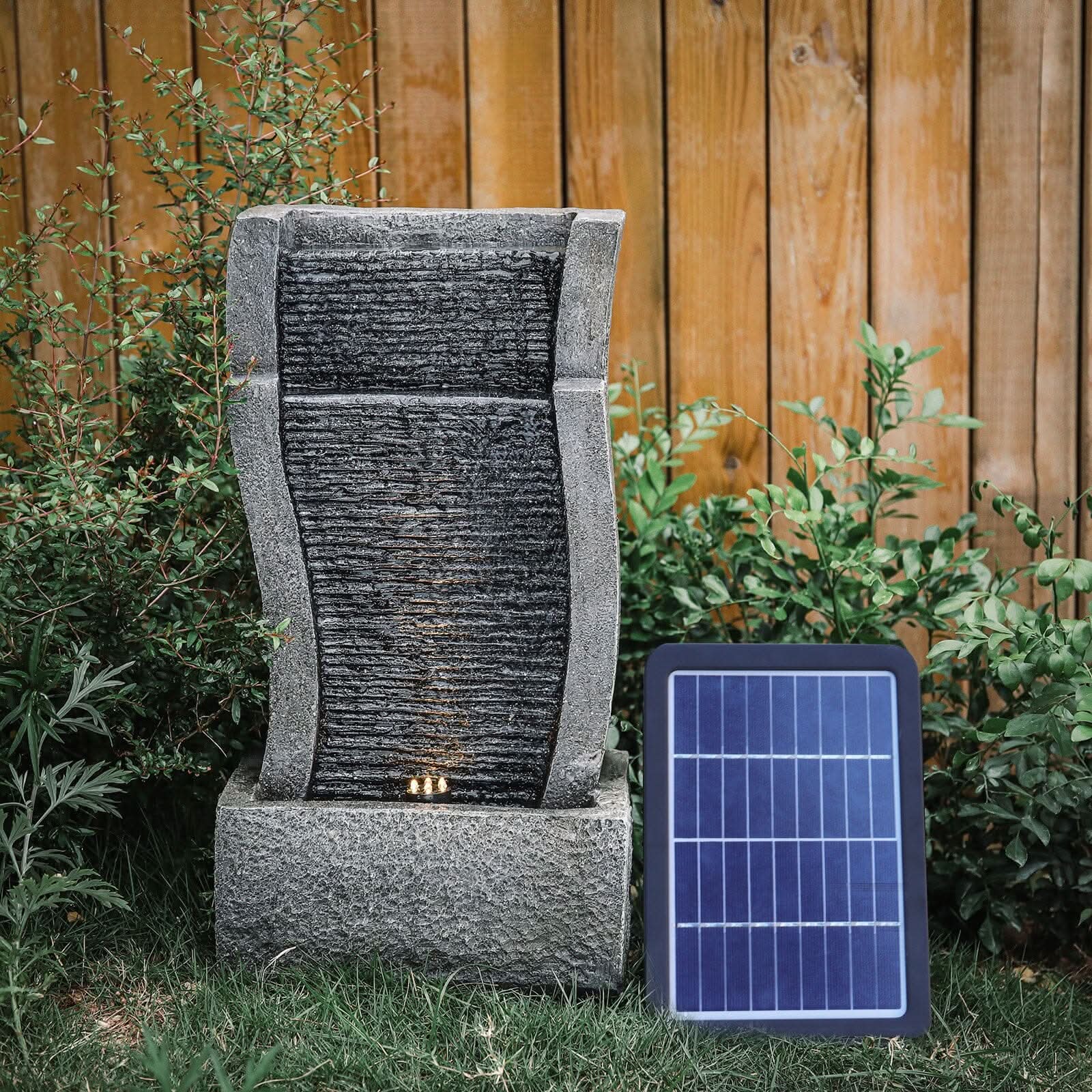 50CM H Slate Effect Modern Waterfall Ornament Garden Water Feature Cascading Tiered Water