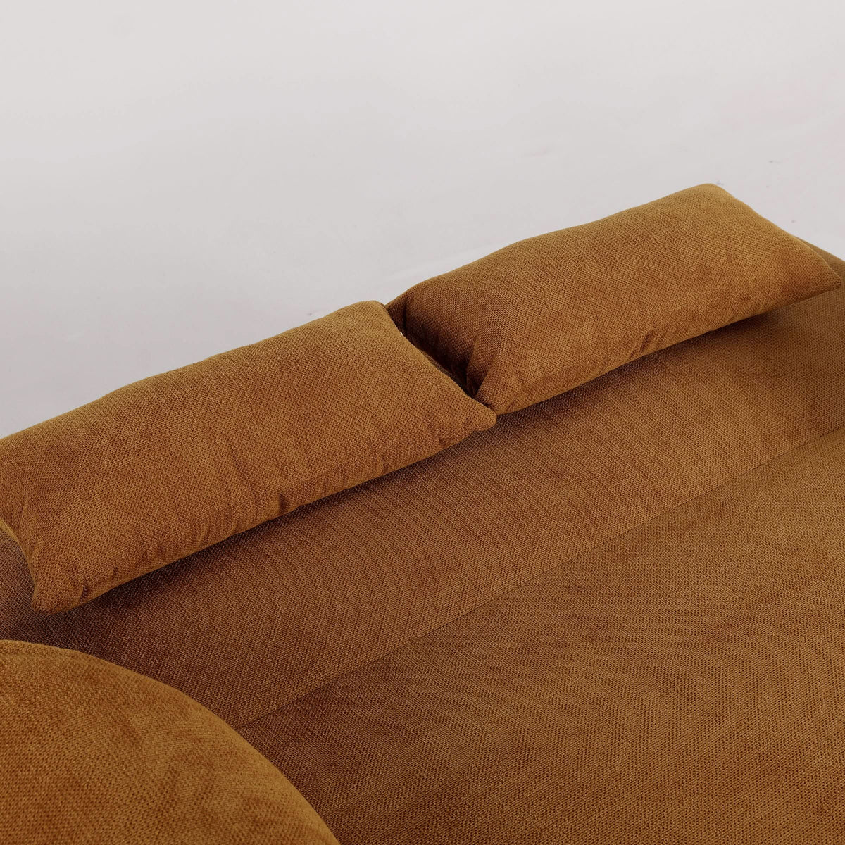 Caramel & Ginger Yellow Fabric Sofa Bed with Adjustable Backrest and Easy Pull-Out Mechanism