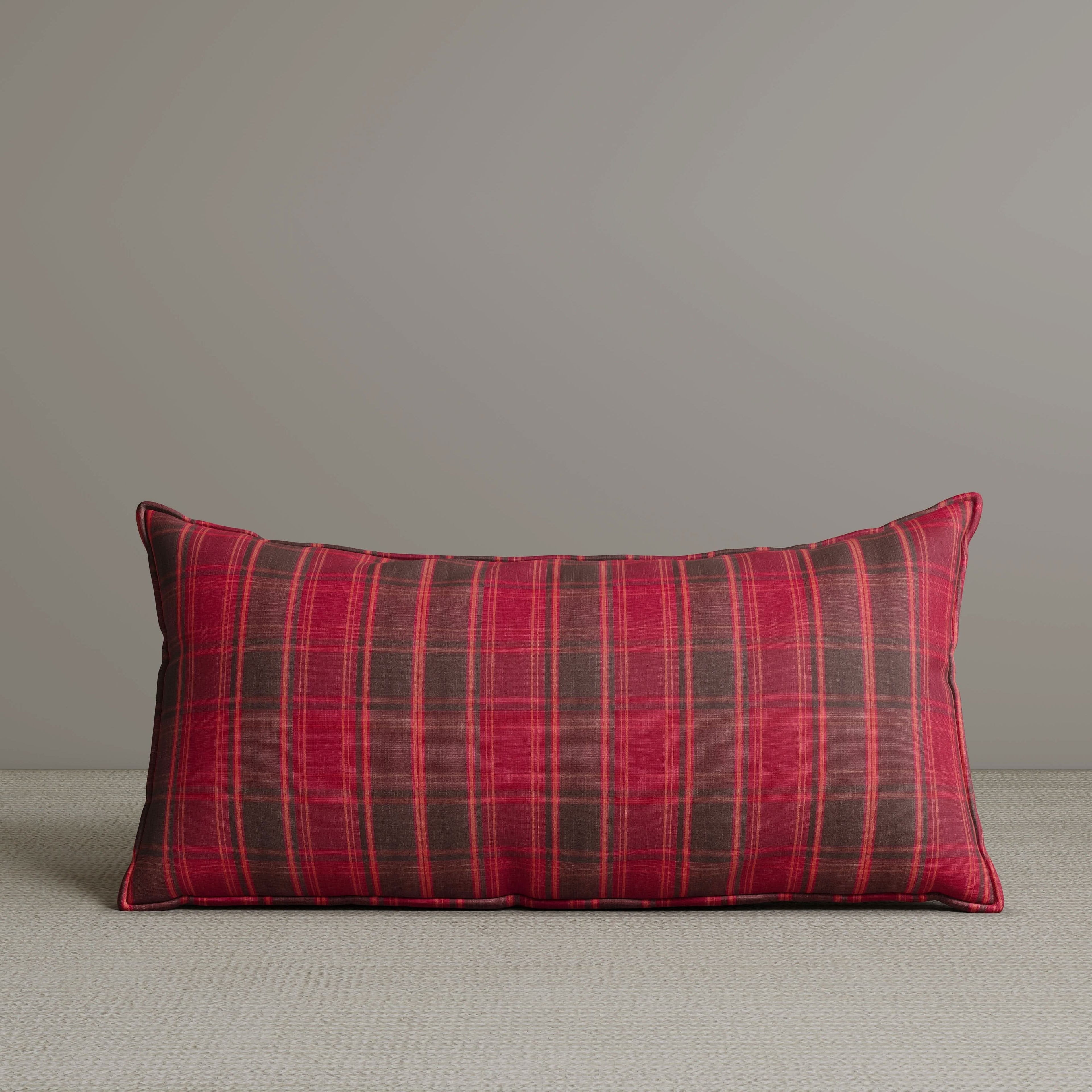 ‍Exclusive Waist Cushion in Garnet Red Checkered Cotton Linen, 56*27*12 CM (100% off)