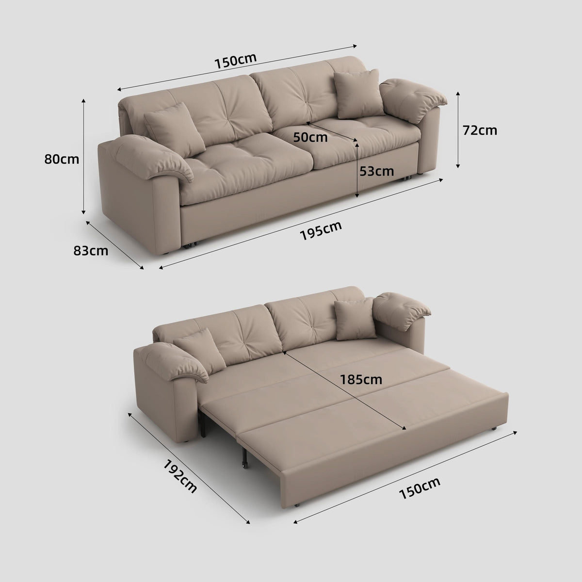 Cottonfy Multifunctional Sleeper Pull Out 2 Seater Sofa Bed with Storage Space