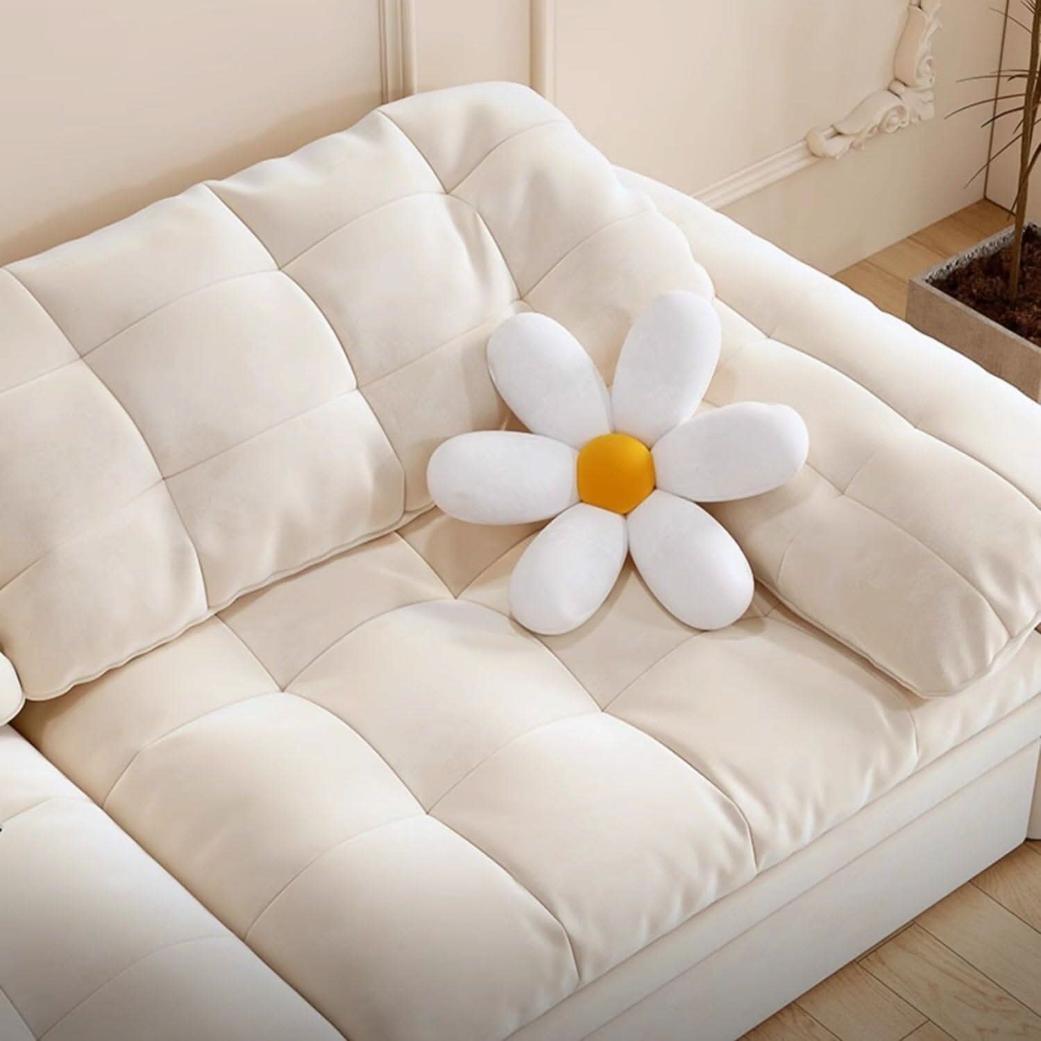 Cottonfy Cloud Elephant Ears Folding Corner Sofa Bed with Storage