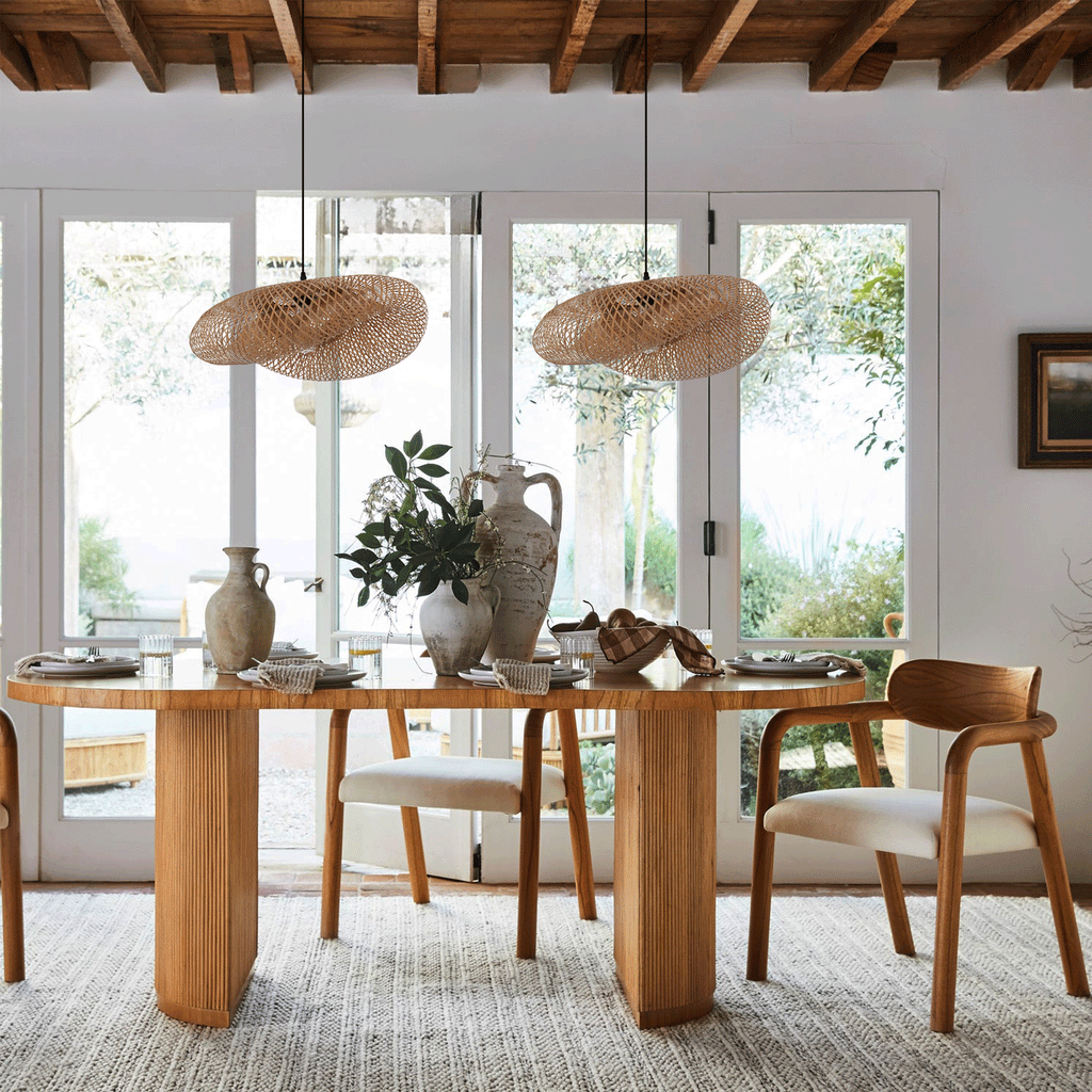 Lightsin Eco-Friendly Handmade Bamboo Pendant Light 60/80cm for Dining Room & Living Room