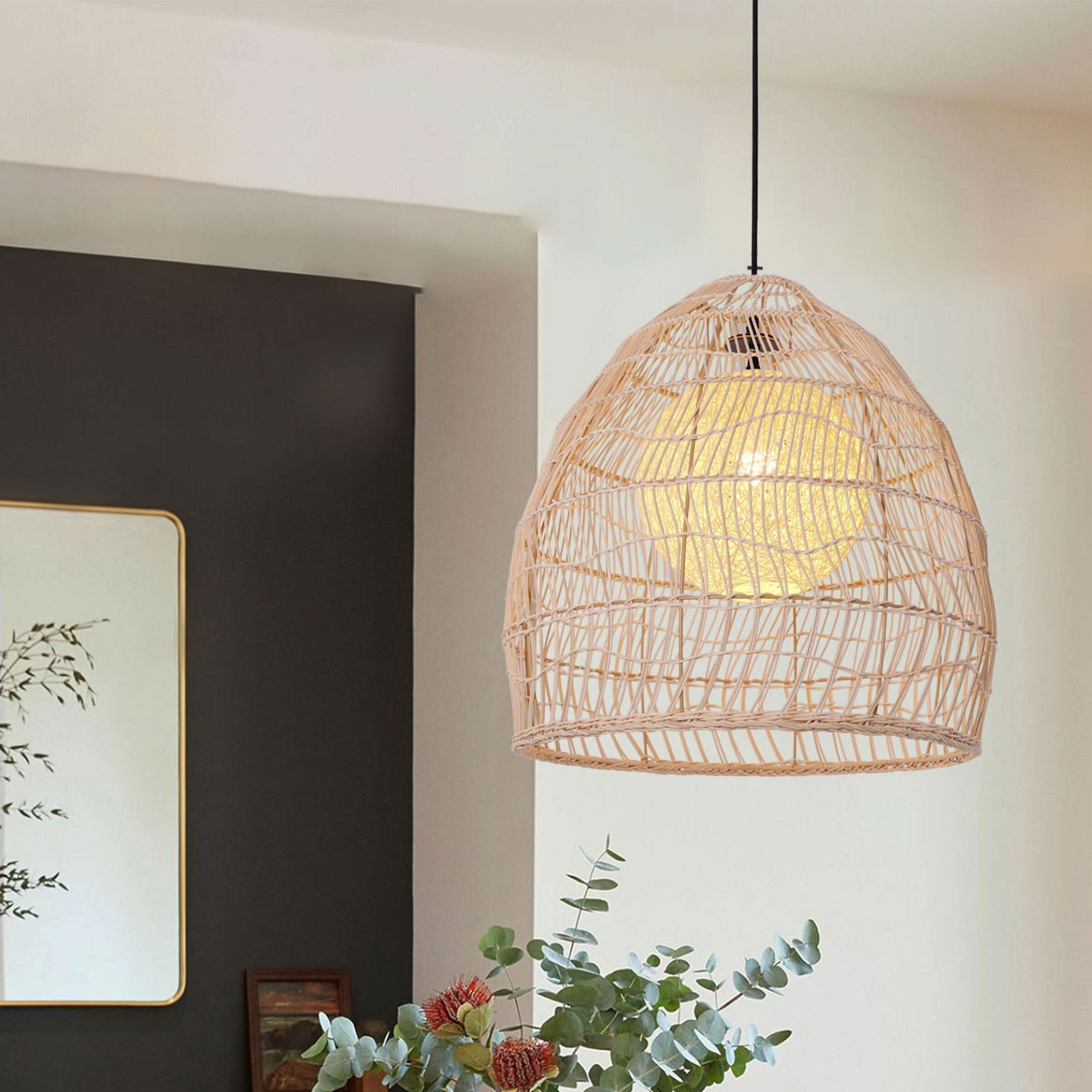Lightsin Rattan Art Pendant Light Hanging Decor Rustic Style(Version A)