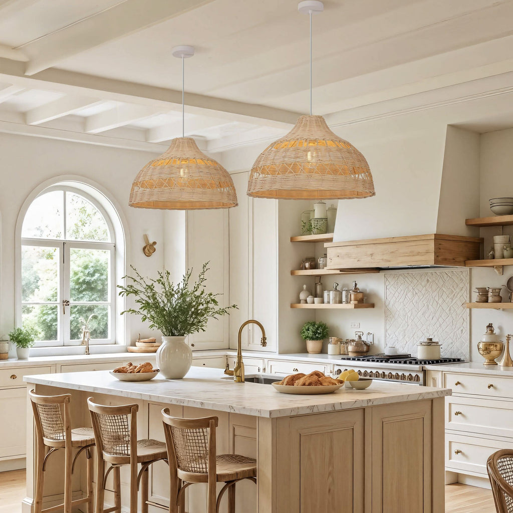 Lightsin Cella-Natural Rattan Pendant Light - Handwoven Ceiling Light, Durable & Rustic