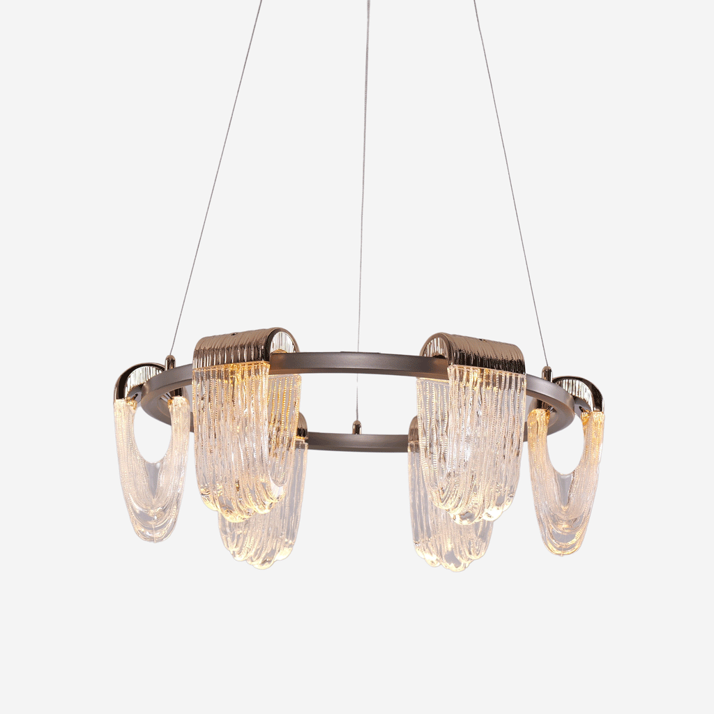 Lightsin Modern LED Pendant Ceiling Light with Cascading Gold Acrylic Curves