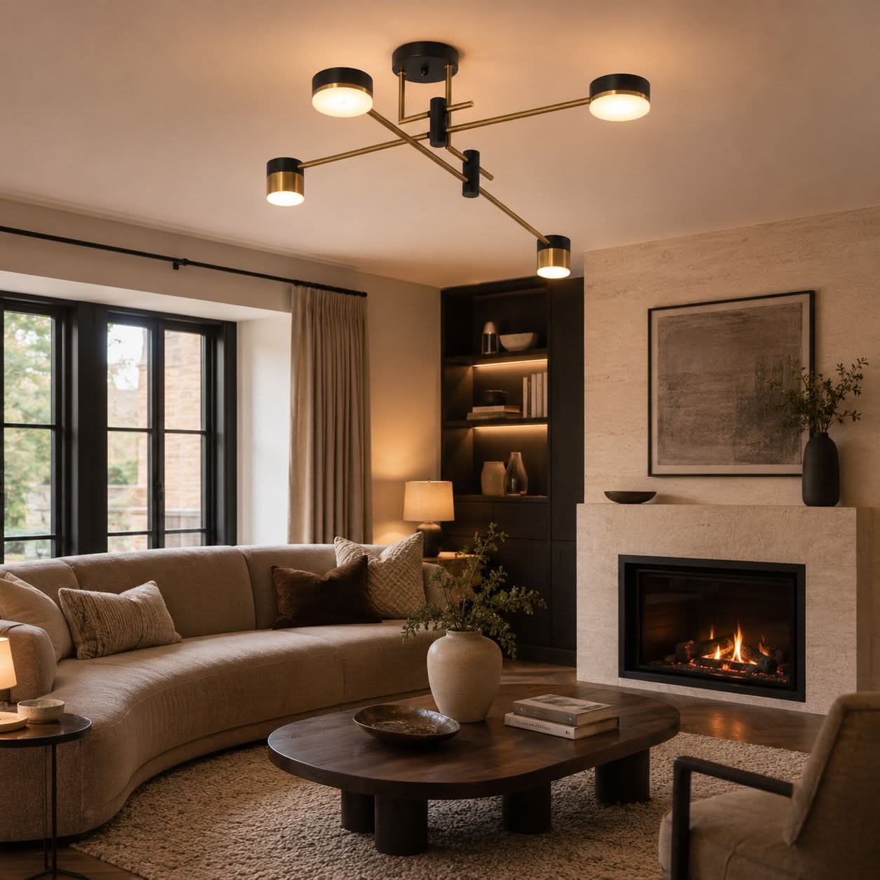 Lightsin Modern Black & Gold Metal Ceiling Light with LED Bulbs