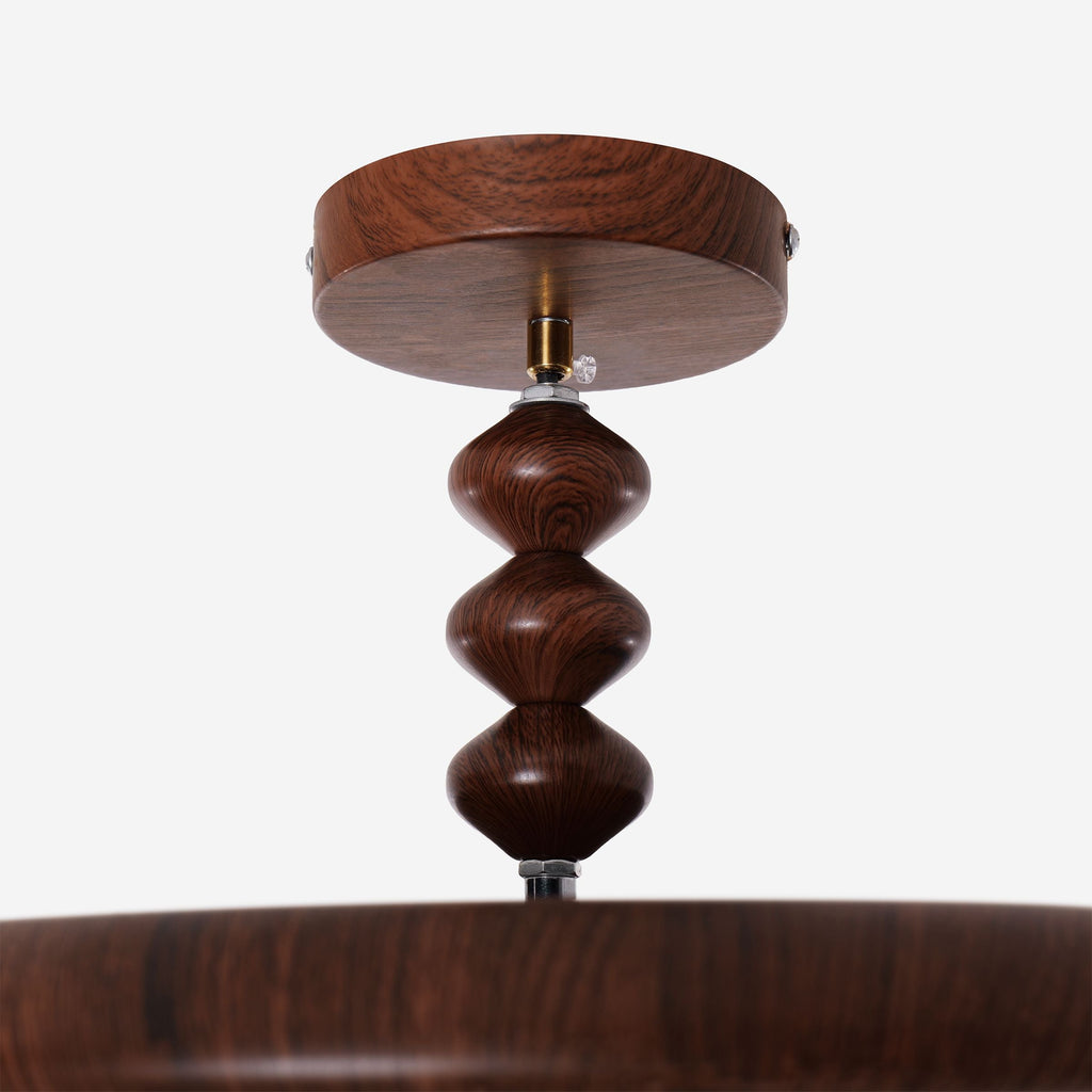 Walnut Pleated Ceiling Light | LED Flush Mount