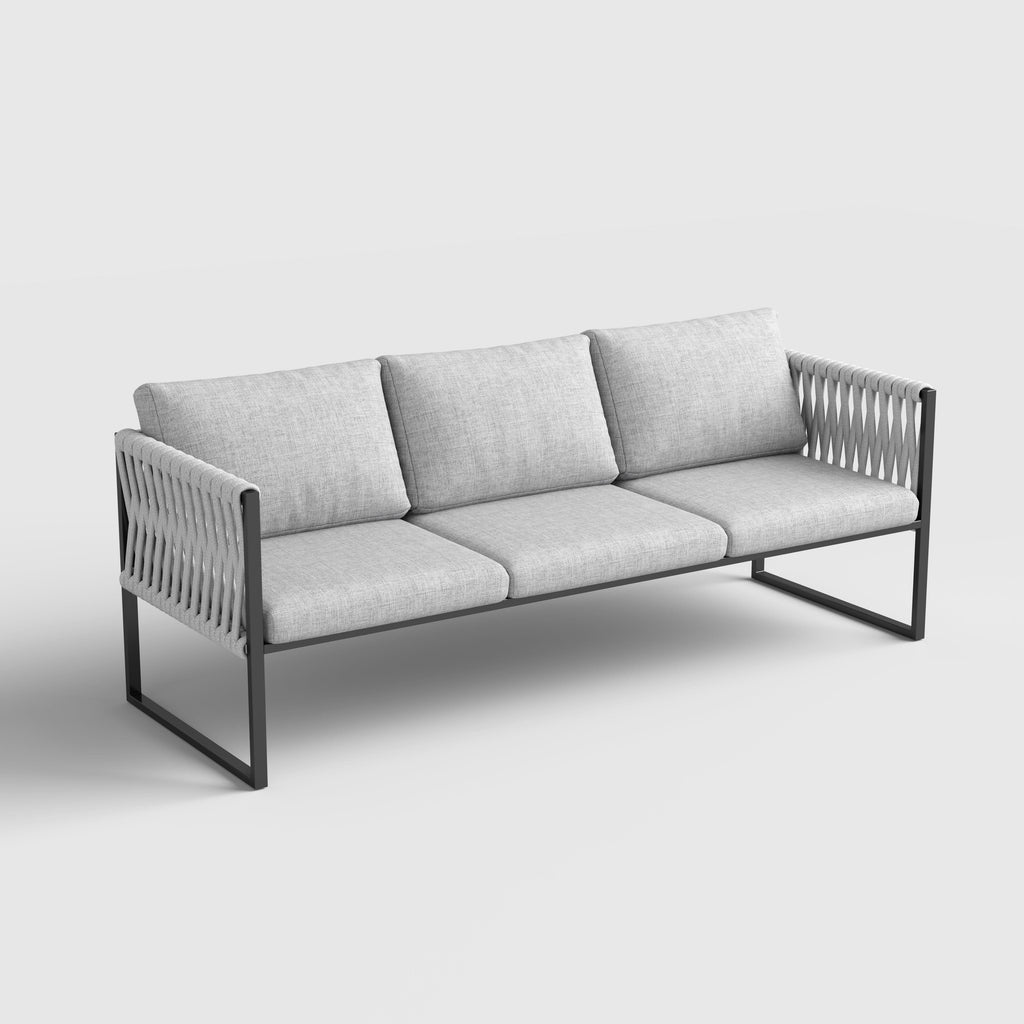 4 Piece Outdoor Garden Sofa Set with Rope Detailing and Sturdy Metal Frame