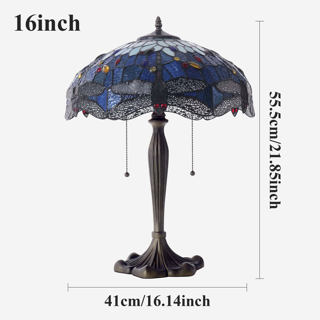 Lightin Tiffany Table Lamp | Handcrafted Stained Glass Dragonfly Series
