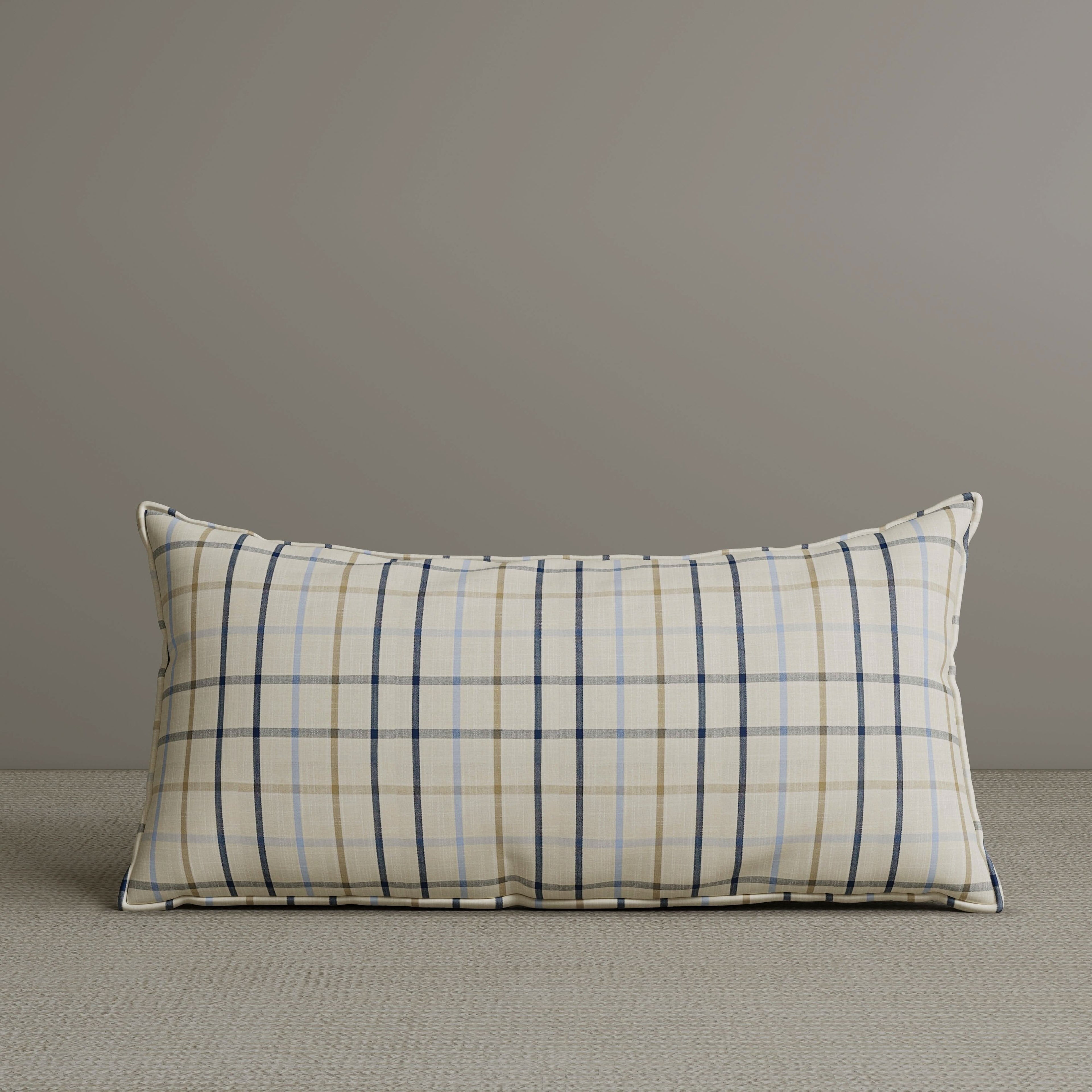 Exclusive Waist Cushion in Light Blue Checkered Cotton Linen, 56*27*12 CM