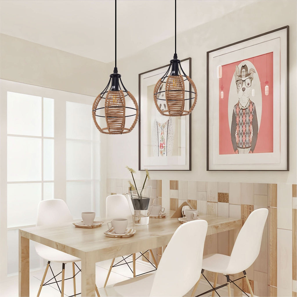 Glyph-Lightsin Woven Paper Rope Pendant Light for Cozy Elegance and Timeless Charm