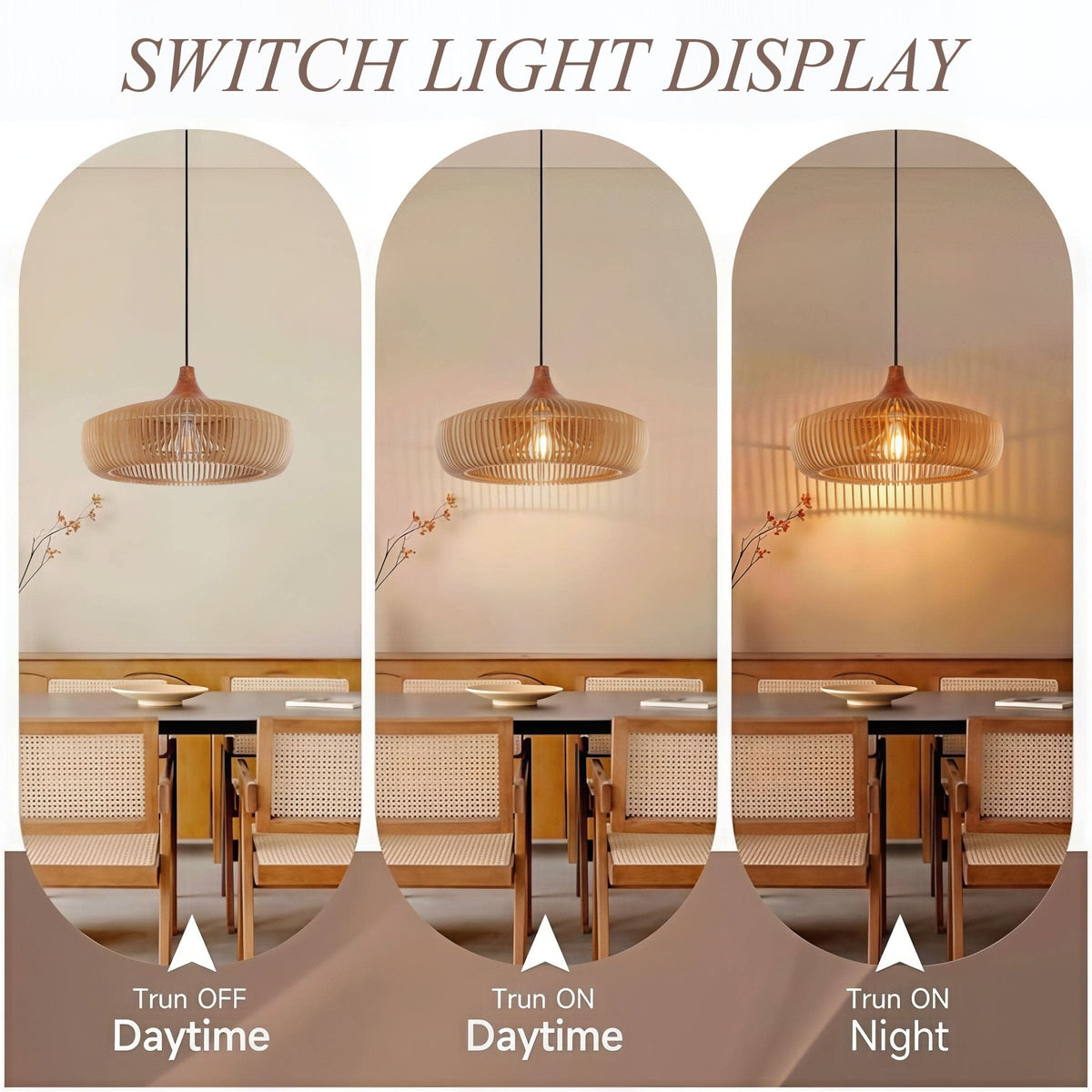 Lightsin Shadome Handcrafted Wooden Kitchen Pendant Light
