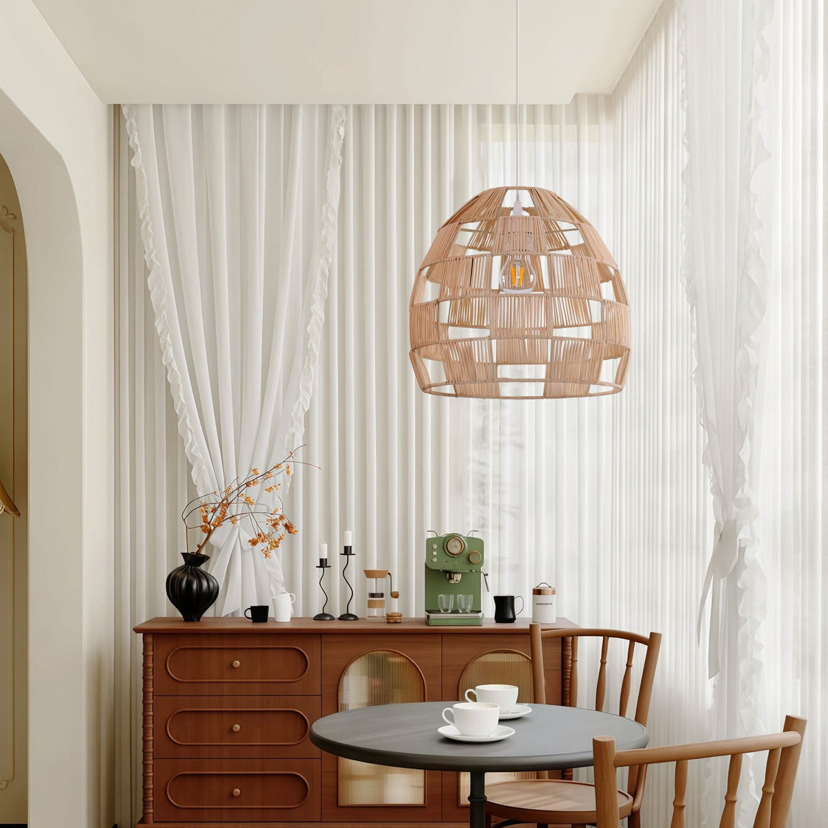 Lightsin Handwoven Rattan Pendant Light for a Warm & Stylish Ambiance
